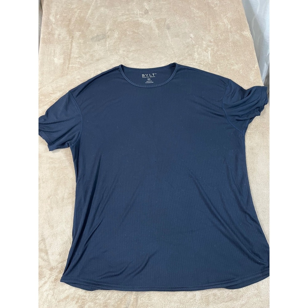 BYLT Premium Basics T-Shirt Men's 3XL Navy Blue Polyester Short Sleeve EUC